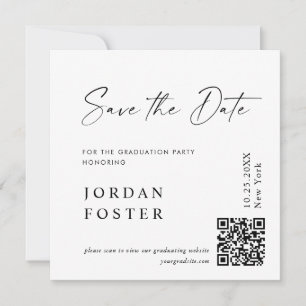 Eleganter QR-Foto für Minimalistischen Abschluss Save The Date