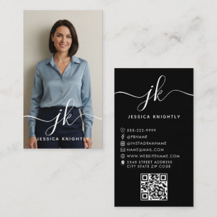 Eleganter QR-Foto für Monogram-Logos Visitenkarte