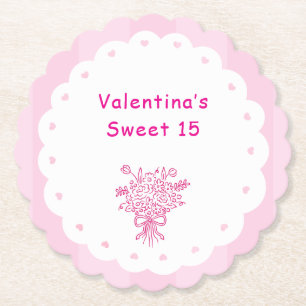 Eleganter Quinceañera-Blumenstrauß   Rosa & Weiß Untersetzer