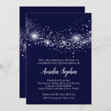 Eleganter Quinceañera Glitzer Navy Blue Invites
