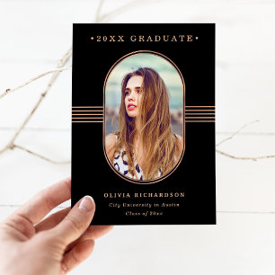 Eleganter Rahmen Black Rose Gold Foto Abschluss Ankündigung
