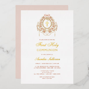 Eleganter Rahmen Erste Heilige Kommunion Folieneinladung