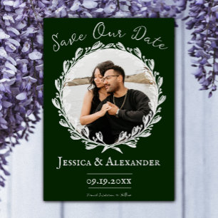 Eleganter Rahmen für das Foto Wreath Smarald Gre Save The Date