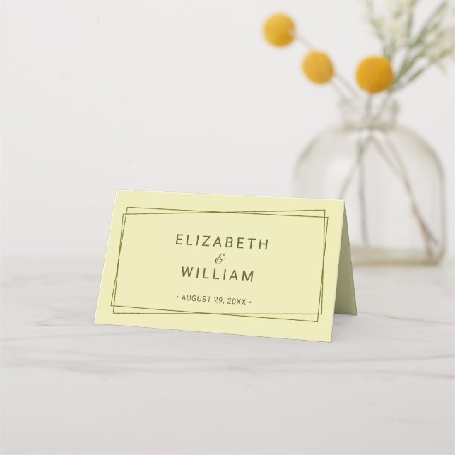 Eleganter Rahmen für die Himmelsgelbe Monogramm-Ho Platzkarte (Rückseite)