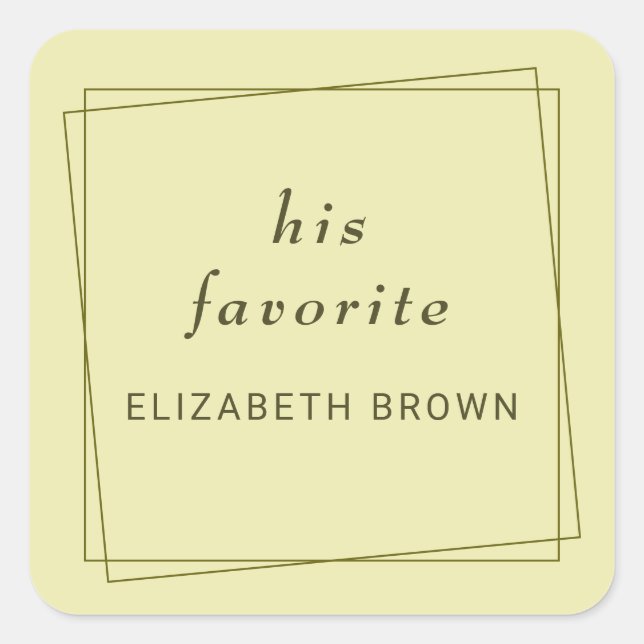 Eleganter Rahmen für die Himmelsgelbe Monogramm-Ho Quadratischer Aufkleber (Vorderseite)