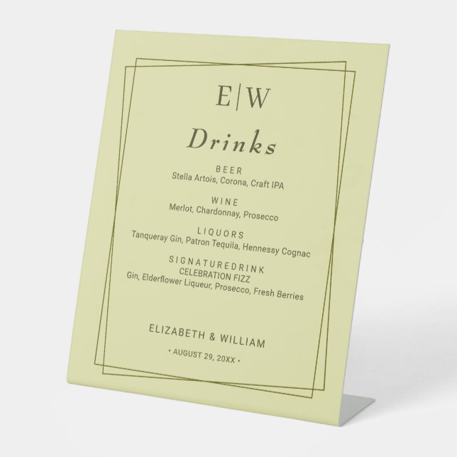 Eleganter Rahmen für die Himmelsgelbe Monogramm-Ho Sockelschild (Vorderseite)