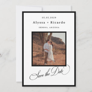 Eleganter Rahmen & klassische Kalligrafie-Schrift Save The Date