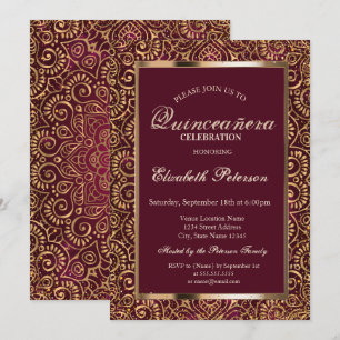 Eleganter Rahmen Konfetti Gold Mandala Quinceañera Einladung