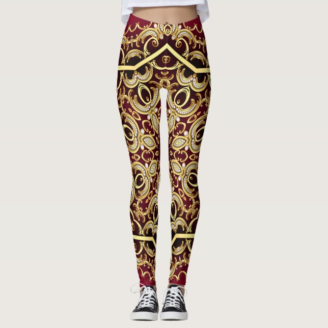 Eleganter Rahmen: Perle und Gold. Leggings (Vorderseite)