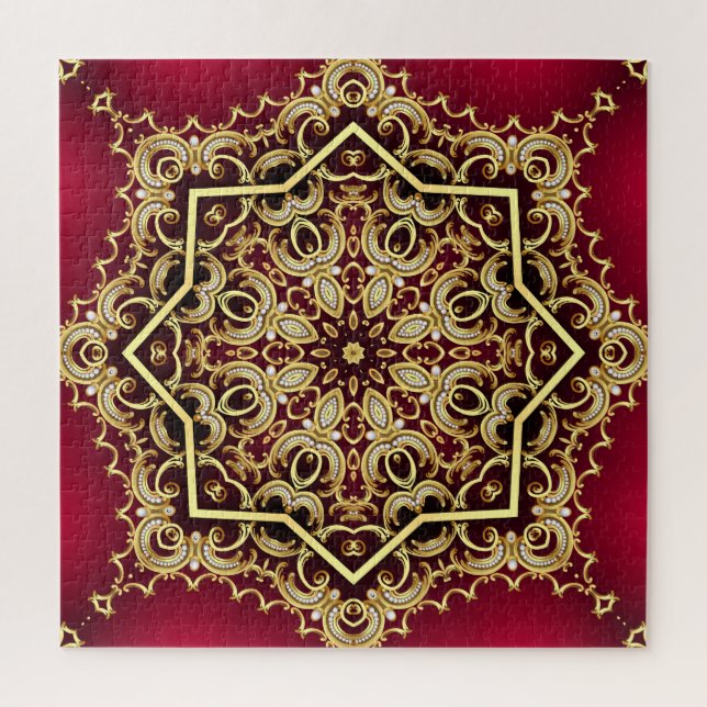 Eleganter Rahmen: Perle und Gold. Puzzle (Vertikal)