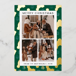 Eleganter Rahmen Schnee Weihnachten Familie 3 Foto Folien Feiertagskarte