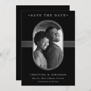 Eleganter Rahmen   Silber und Schwarz mit Foto Save The Date