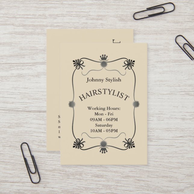 Eleganter Rahmen stilvoller Luxus Klassiker Visitenkarte (Vorderseite/Rückseite Beispiel)