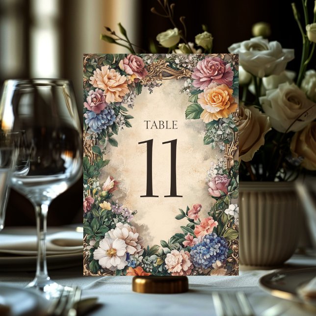 Eleganter Rahmen Vintage Hochzeitsdusche CUSTOM Tischnummer (Elegant Floral Frame Vintage Wedding Shower CUSTOM Table Number
)