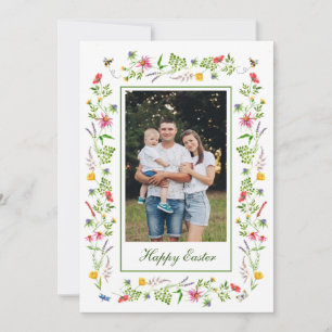 Eleganter Rahmen Wildblume Ostergrusskarte Ankündigung