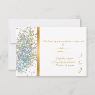 ELEGANTER RAINBOW SPARKLE GOLD CUSTOM UAWG RSVP KARTE