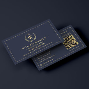 Eleganter Rechtsanwalt Mobile Notar Crown Dark Nav Visitenkarte
