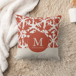 Eleganter Red & Beige Monogram Christmas Star Kissen