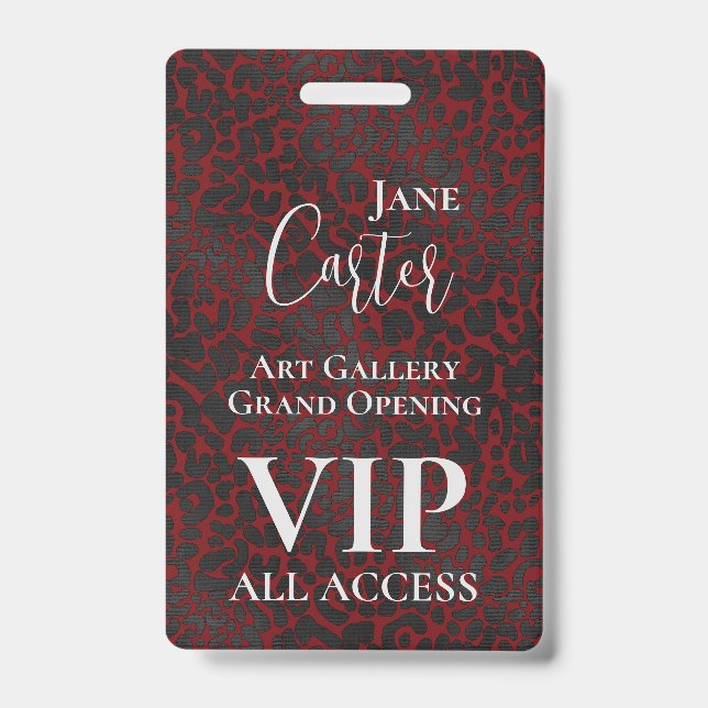 Eleganter Red Black Leopard VIP All Access Pass Ausweis (Vorderseite)