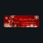 Eleganter Red Christmas Ball, Snowflakes Label<br><div class="desc">Elegante Schneeflocken und Weihnachtskugel auf rotem Hintergrund.Ein elegantes und raffiniertes Design.Wählen Sie den Kostümknopf,  um Stil,  Farbe und Größe des Schriftartes zu ändern.</div>