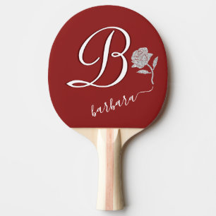 Eleganter Red Custom Monogram Name Glitzer Ros Tischtennis Schläger
