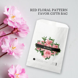 Eleganter Red Floral Pattern Individuelle Name Com Geschenktütchen