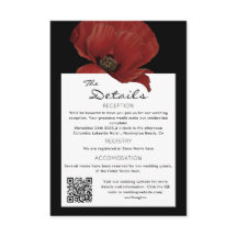 Eleganter Red Floral QR Code Wedding Guest Details