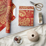 Eleganter Red Gold Paisley Pattern Weihnachtsfeier Geschenkpapier<br><div class="desc">Ein elegantes Weihnachtsgeschenk in Rot und Gold für eine Touch Klasse für Ihre Urlaubsgeschenke.</div>