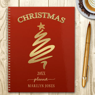 Eleganter Red Gold Weihnachtsplaner Planer