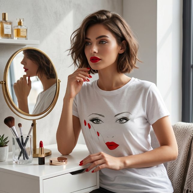 Eleganter Red Lips Graphic T - Shirt (Von Creator hochgeladen)