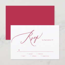 Eleganter Red Magenta Sommer Hochzeit RSVP Karte