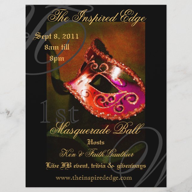 Eleganter Red Masquerade Ball Party Event Flyer (Vorne)