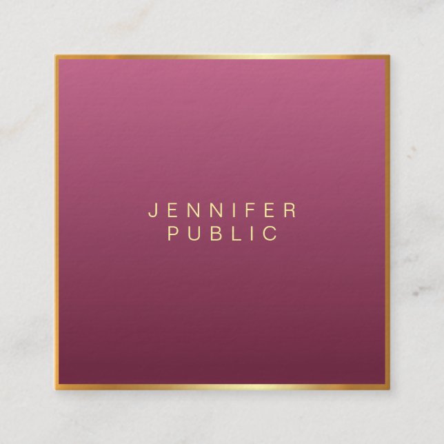 Eleganter Red Modern Beruflich modischer Luxus Quadratische Visitenkarte (Vorderseite)