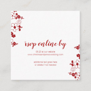 Eleganter Red & White Cherry Blossom Wedding RSVP Begleitkarte