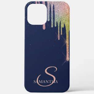 Eleganter Regenbogen-Glitzer-Tropfen, Navy Blue Case-Mate iPhone Hülle