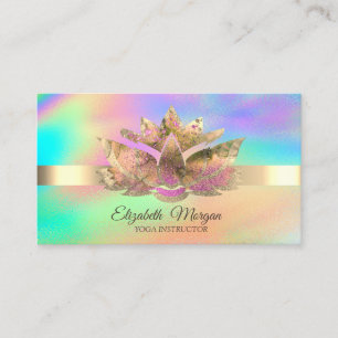Eleganter Regenbogen-Holografischer,Gold Lotus Visitenkarte