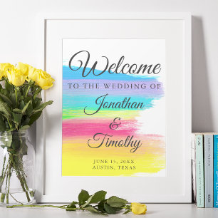 Eleganter Regenbogen Modernes LGBT Willkommen bei  Poster