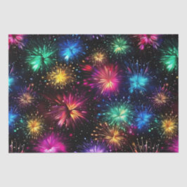 Eleganter Regenbogenfeuerwerk auf schwarzem Hinter Seidenpapier