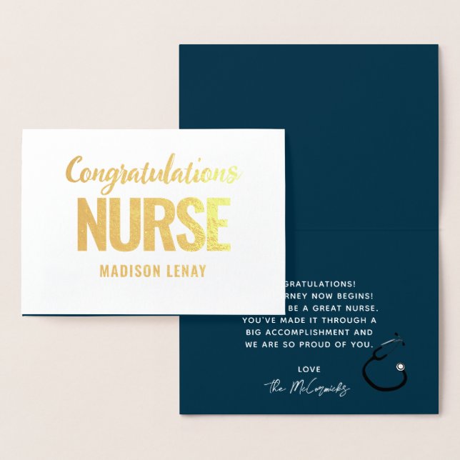 Eleganter registrierter Nurse Abschluss Navy Blue  Folienkarte (Anzeige)