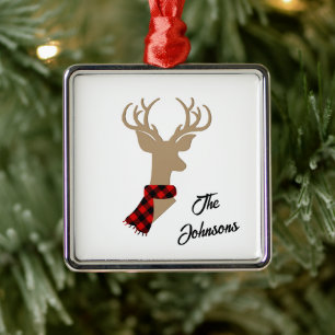 Eleganter Reindeer Personalisierter Familienname Ornament Aus Metall