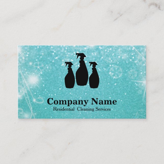 Eleganter Reinigungs-Service-Glitzer Bokeh Visitenkarte (Vorderseite)