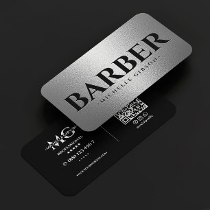 Eleganter Reisebarber Schwarz Faux Silber Barbersh Visitenkarte