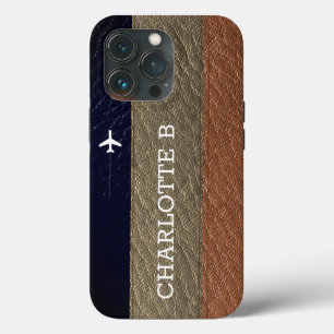 Eleganter Reisender Brown und Black Leather Case-Mate iPhone Hülle