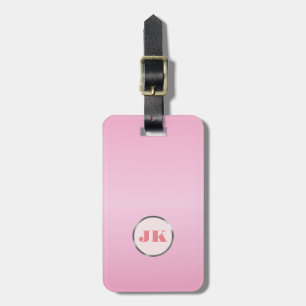 Eleganter Reisender Silber und rosa Mit Monogramm Gepäckanhänger