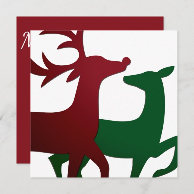 Eleganter Rentier Einladung (Vorne/Hinten)