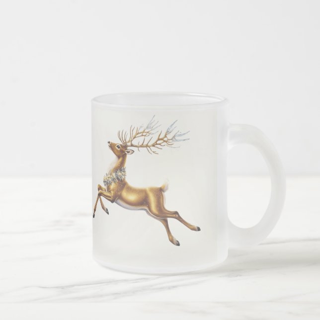 Eleganter Rentier Gold Wreath Moose fröhliche Xmas Mattglastasse (Rechts)