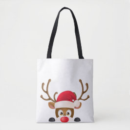 Eleganter Rentier mit Weihnachtsmannmütze Tote Bag