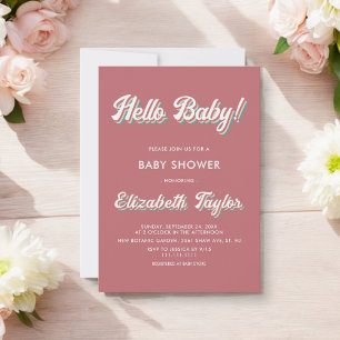 Eleganter Retro 70er Groovy Moderne Babydusche Einladung