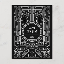 Eleganter Retro-Art Deko Happy New Year Postkarte