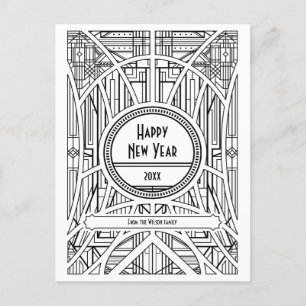 Eleganter Retro-Art Deko Happy New Year Postkarte